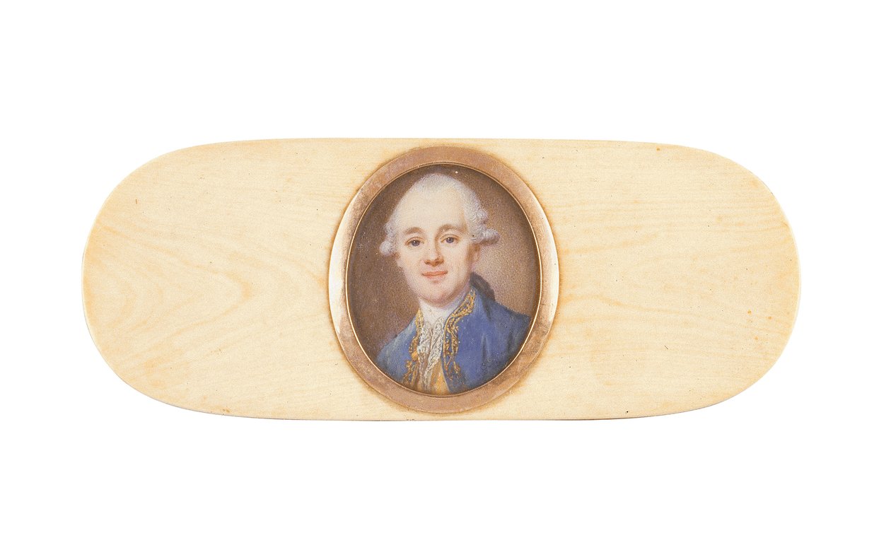 En gentleman, der siges at være Sir Robert Ainslie, Bt., anbragt i låget på en æske (akvarel på elfenben) af French School
