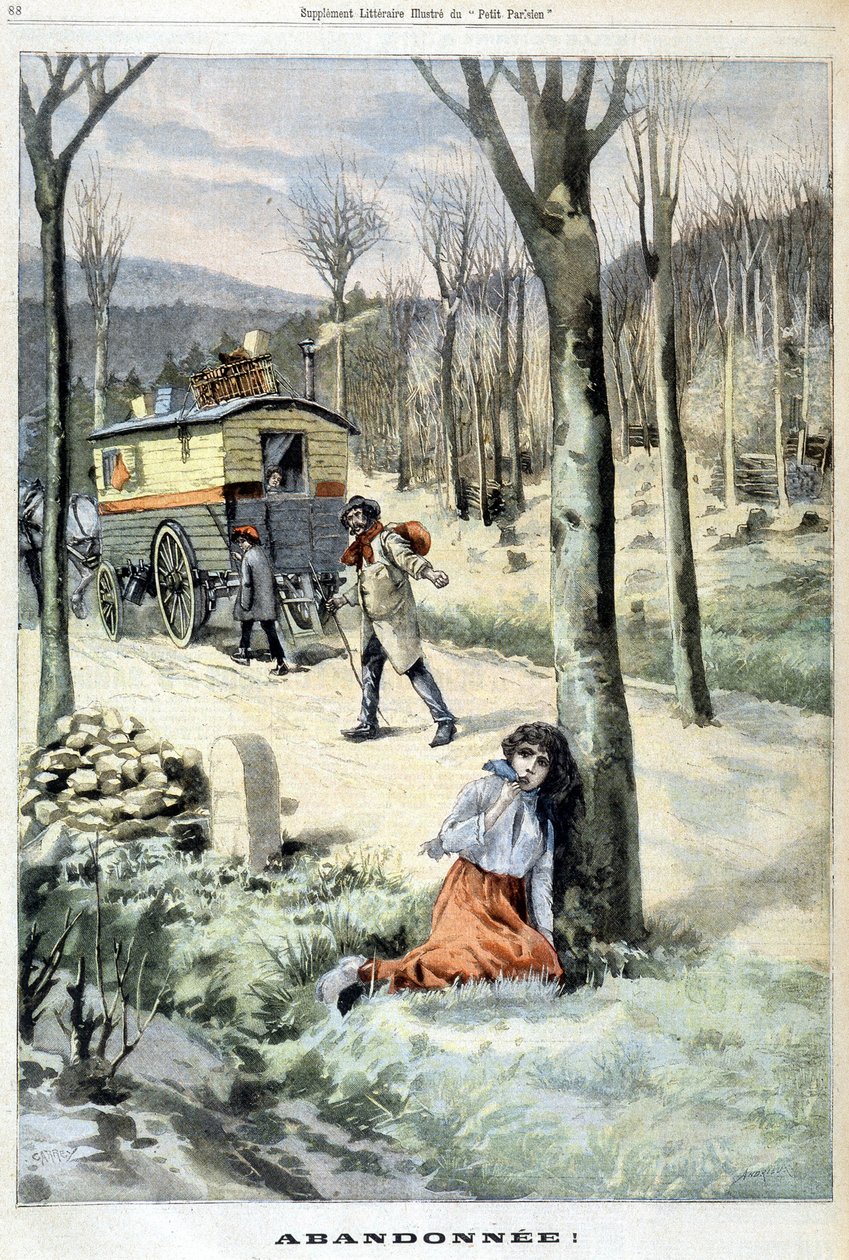 En sigøjnerpige forladt af sin familie - i "" Le Petite Parisien"" af 15/03/1903. af French School
