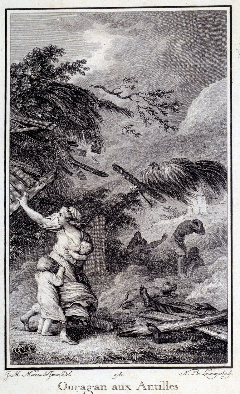 En orkan i Vestindien. Indgravering af 1780 Chartres, Museum of Fine Arts af French School