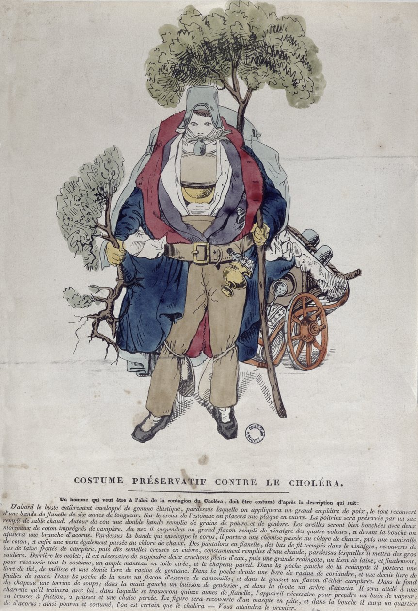 En mand beskyttet mod kolera, ca. 1831 af French School