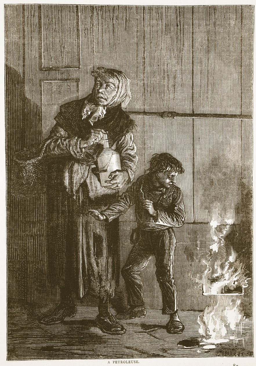 En petroleuse, april 1871, illustration fra Cassells historie om krigen mellem Frankrig og Tyskland, 1870-1871 af French School