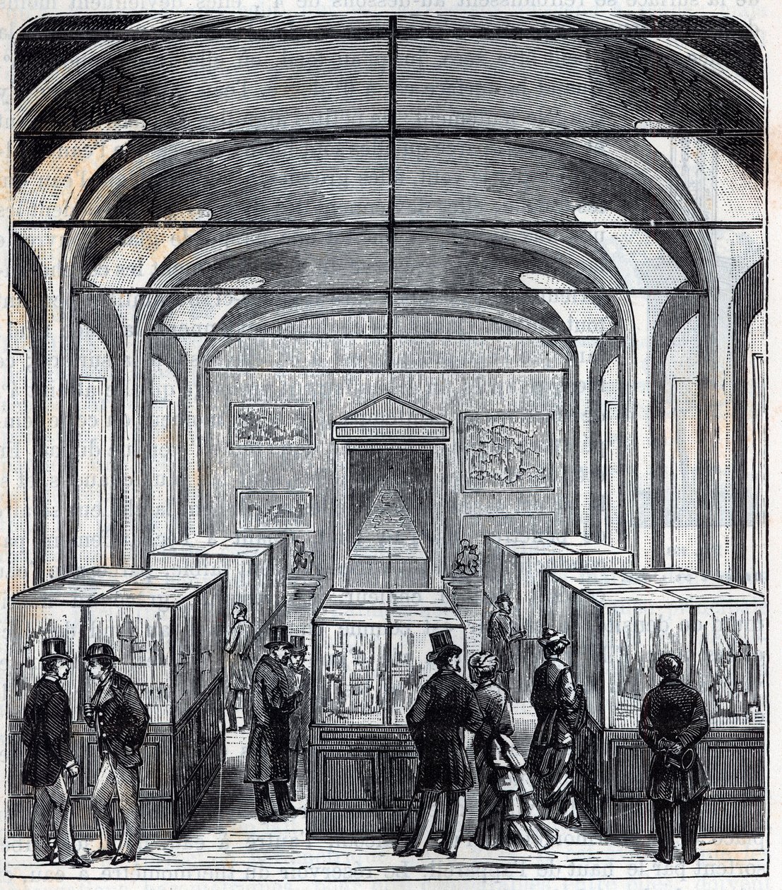 Et rum i Conservatoire de Arts et Metiers (Arts-et-Metiers) i det 19. århundrede - Indgravering i "" Videnskaber stillet til rådighed for alle - fysik og kemi"" af Alexis Clerc - Slutningen af det 19. århundrede. Privat samling. af French School