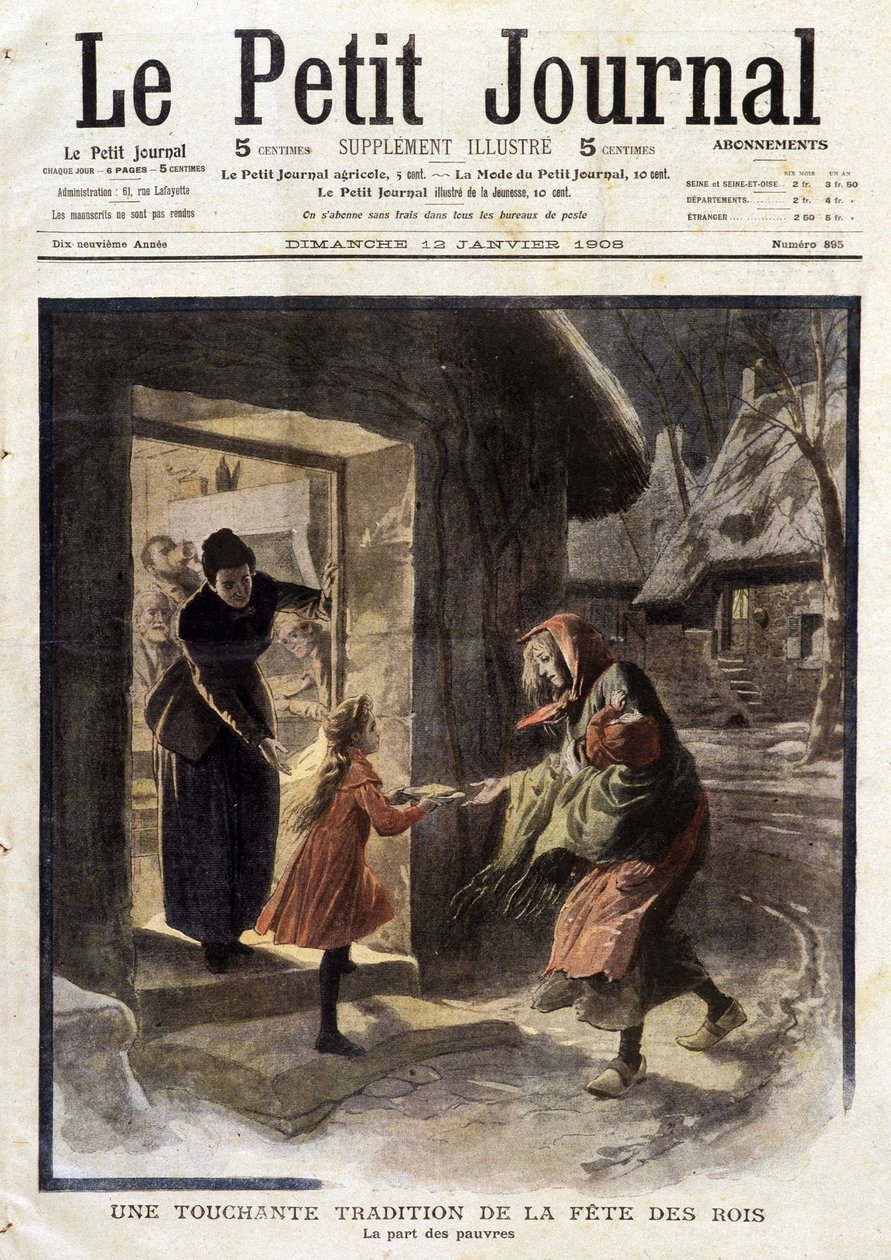 En rørende tradition for kongernes fest: andelen af de fattige - i "Le Petit Journal" af 12/01/1908 (gravering) af French School