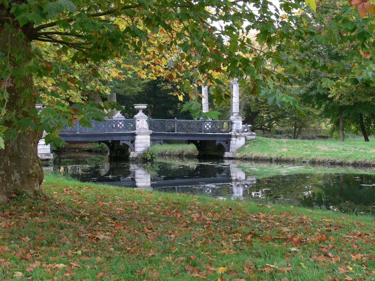 Udsigt over broen English Gardens, Le Pont des Grandes Homms af French School