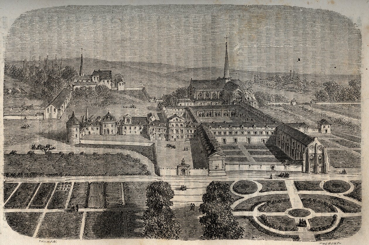 Abbey of Chelles (Seine et Marne) - indgravering i "Histoire de France" af Victor Duruy (1811-1894) - 1882 af French School