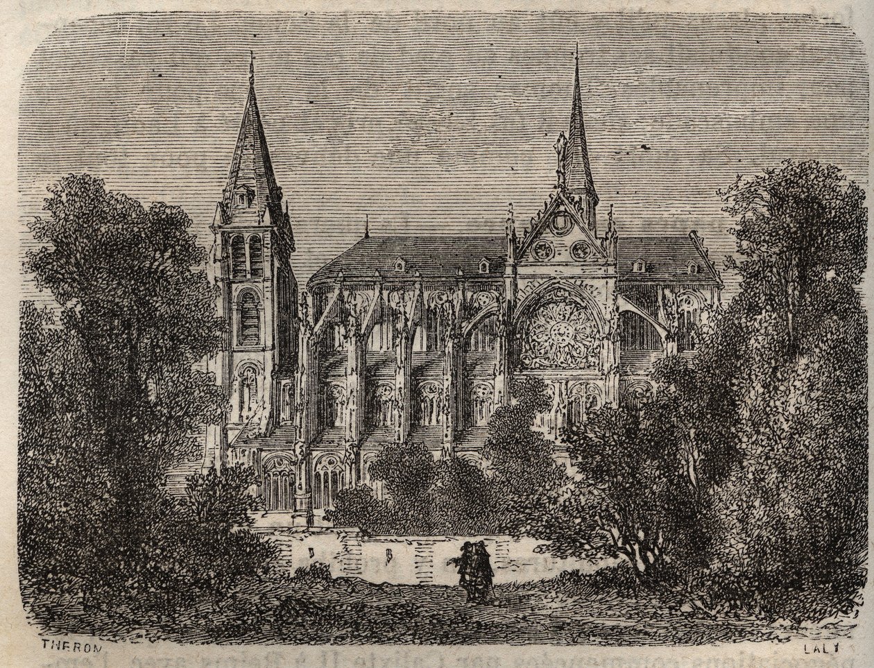 Abbey Saint-Victor (Saint Victor) i Paris, grundlagt i det 12. århundrede - indgravering i "Histoire de France" af Victor Duruy (1811-1894) - 1882 af French School