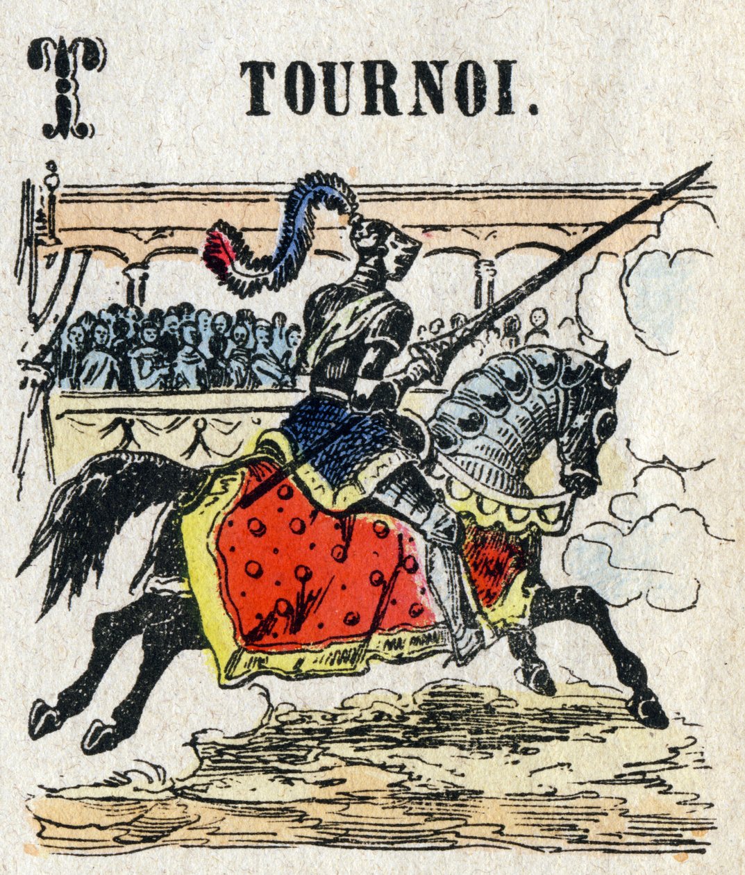 Abecedary. Bogstav T som turnering. Lille encyklopædisk alfabet, populær serie. Epinal billeddannelse, slutningen af det 19. århundrede af French School
