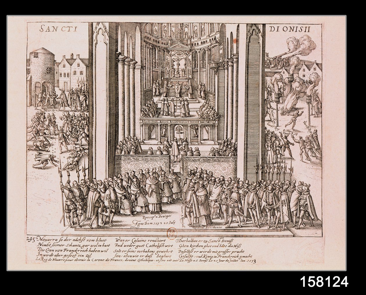 Afsættelse af Henri IV (1553-1610) ved St. Denis den 15. juli 1593 af French School