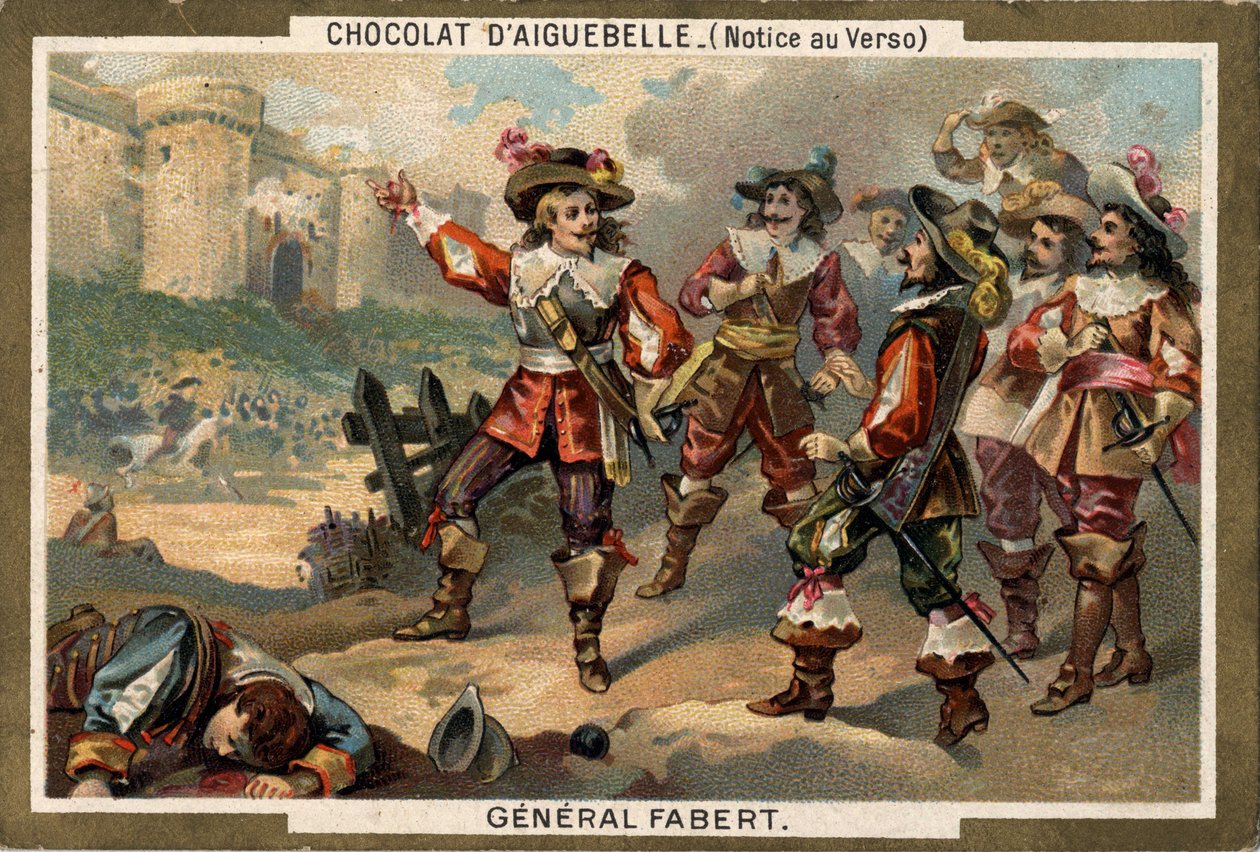 Abraham de Fabert (1599-1662), Maréchal de France, under belejringen af Stenay (departement af Meuse) i 1654. Kromolitografi af det 19. århundrede. af French School