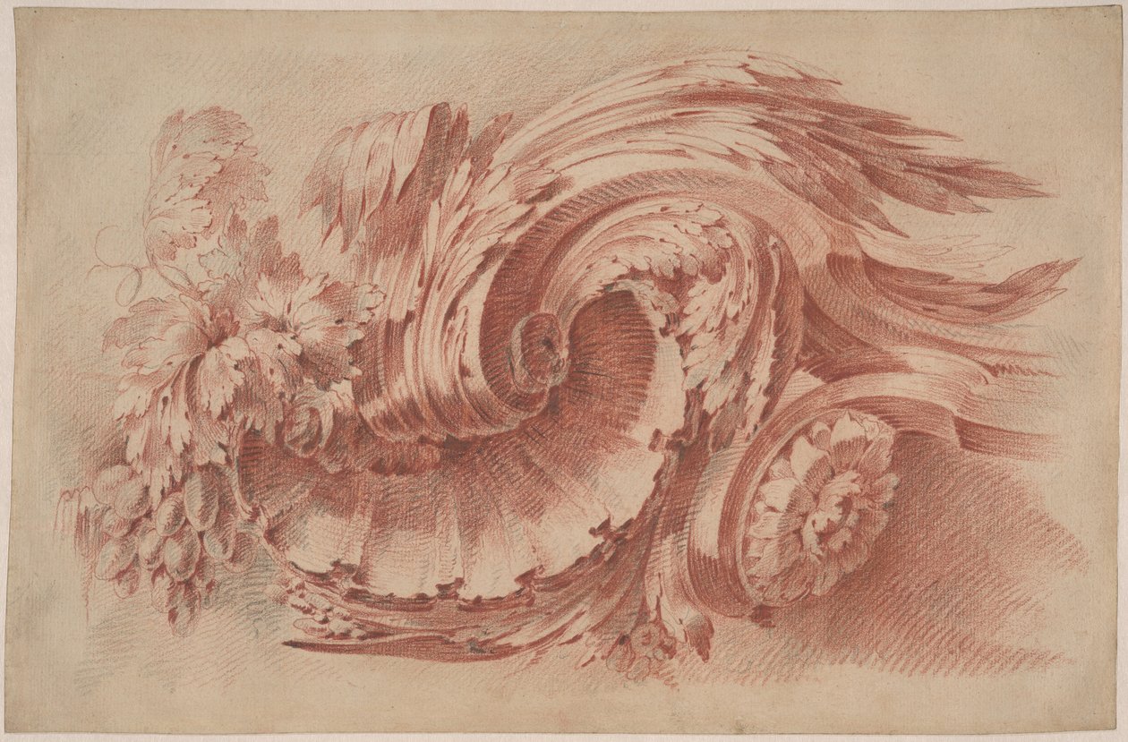 Acanthus Ornament, ca. 1760 (rødkridt på papir) af French School