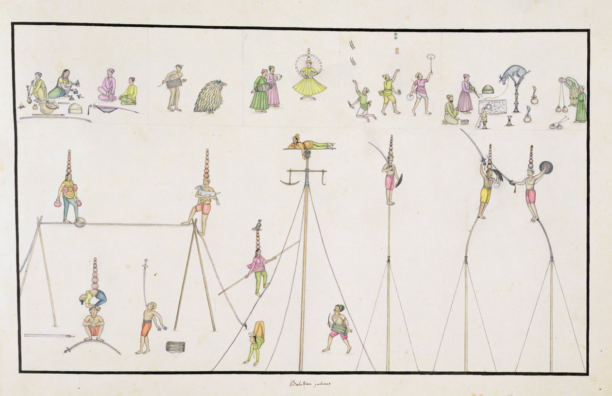 Akrobater, jonglører, efterlignere, entertainere fra The Gentil Album, udgivet i 1774 af French School