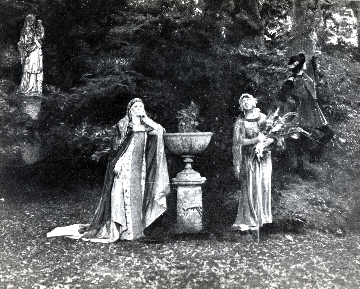 Akt I, Scene 3 af Pelleas et Melisande af Debussy, fra et fotografi af den første produktion i april 1902 af operaen på Opera-Comique i Paris, illustration i Theatre magazine, juni, 1902 (li af French School