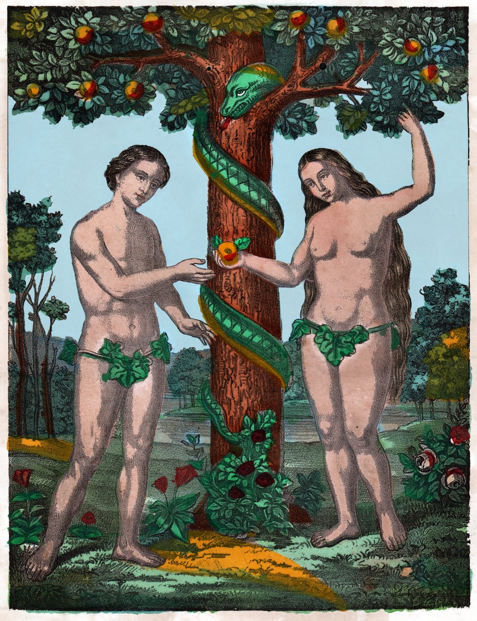 Adam og Eva. (gravering, omkring 1880) af French School