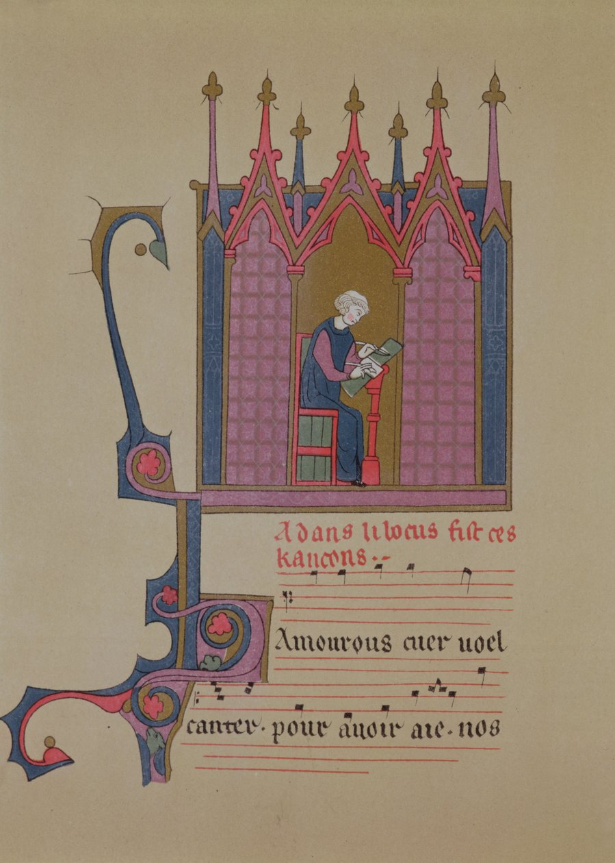 Adam de la Halle (124050-12881306), faksimile af et manuskript fra det 15. århundrede, 1800-tallet af French School
