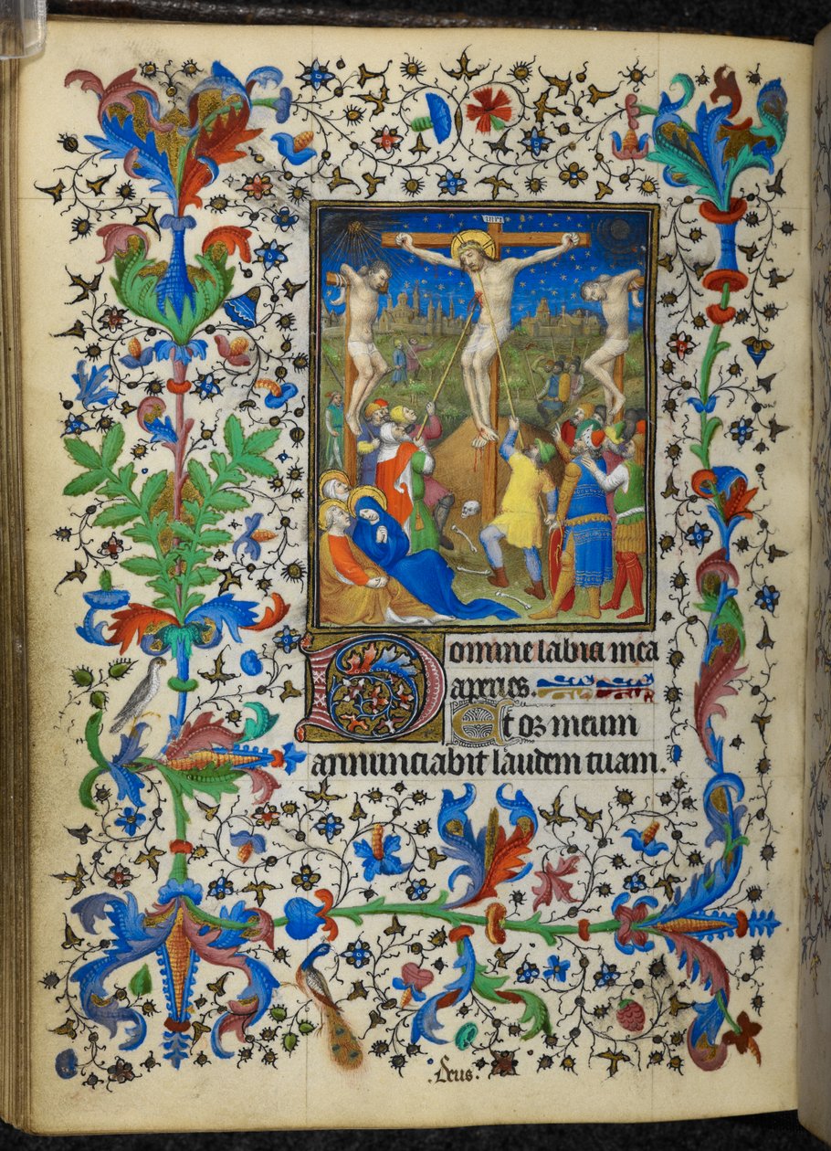 Tilføj 16997 f.153v Crucifixion, fra Chevalier Hours, c.1420 (vellum) af French School