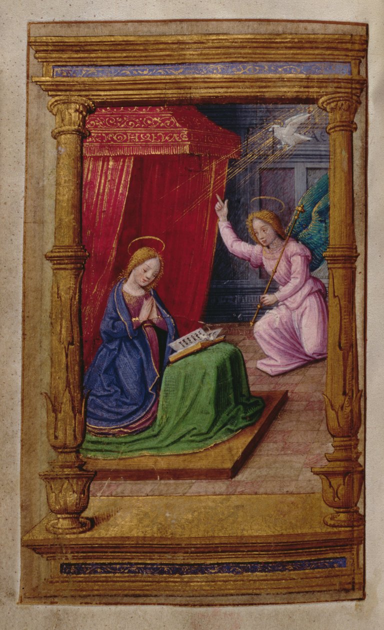 Tilføj 35214 f.29v Bebudelse, fra en Timebog, Paris af French School