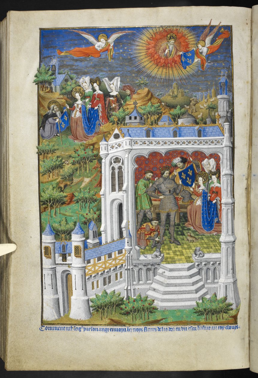 Tilføj Ms 18850 f.288v, Legend of the Fleurs de Lys, fra Book of Hours (The Bedford Hours) c.1410-30 (blæk, farve og guld på vellum) af French School