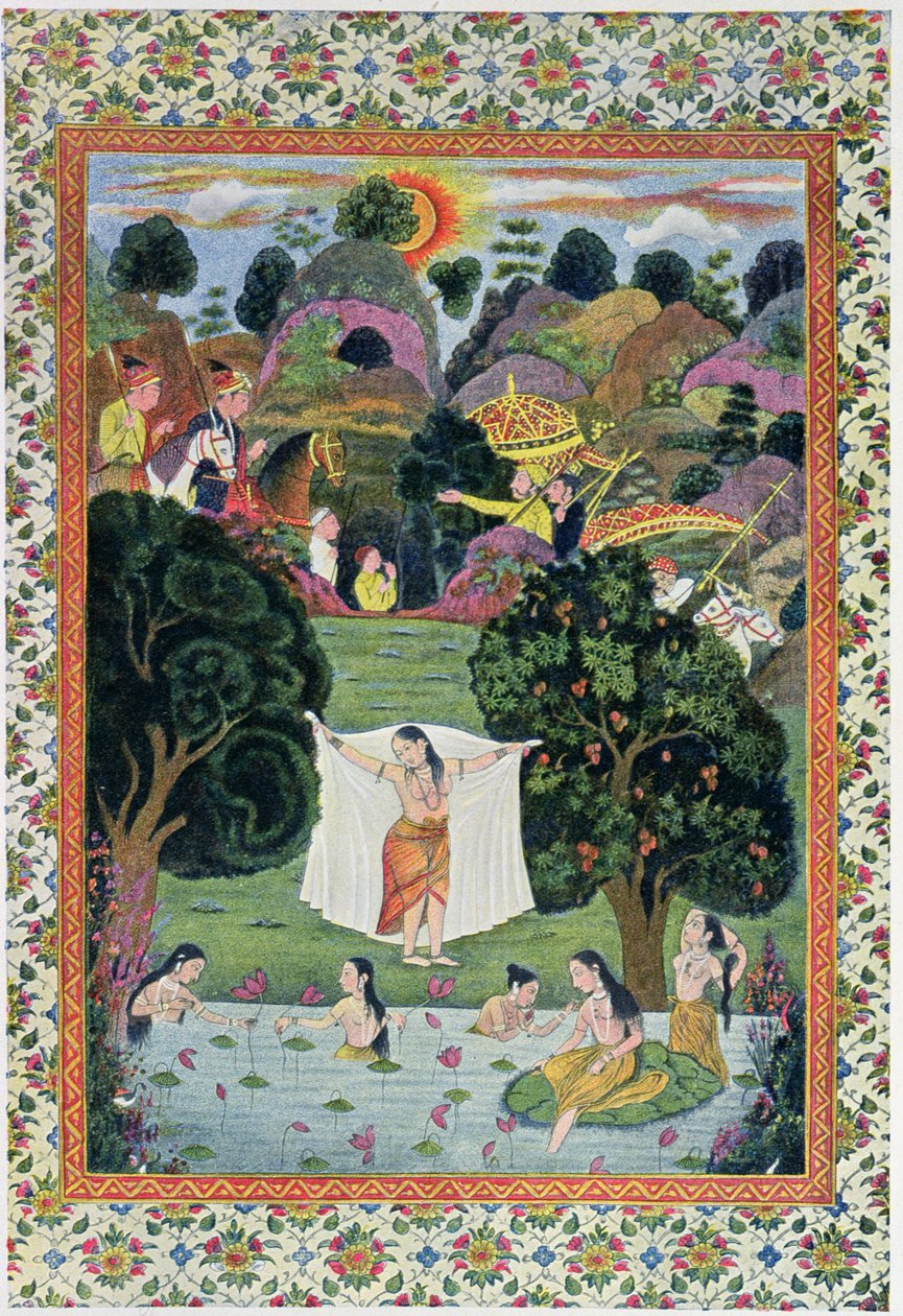 Adolescents Bathing, illustration fra The Arabian Nights, 1895 (farvegravering) af French School