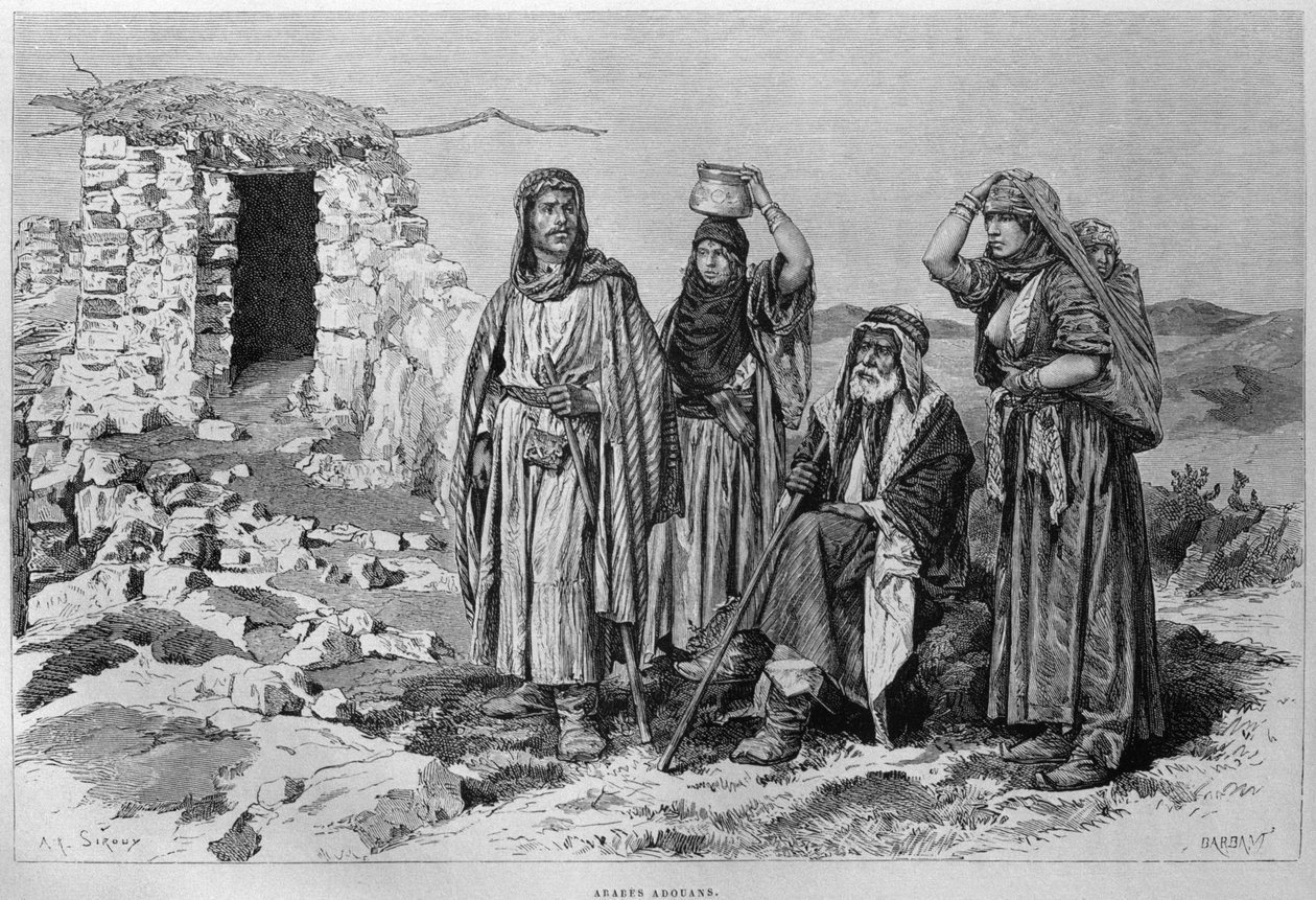 Adouans, fra Syrien i dag. Rejser i Fønikien, Libanon og Judæa. 1875-1880 af Louis Charles Emile Lortet, 1884 (bw gravering) af French School