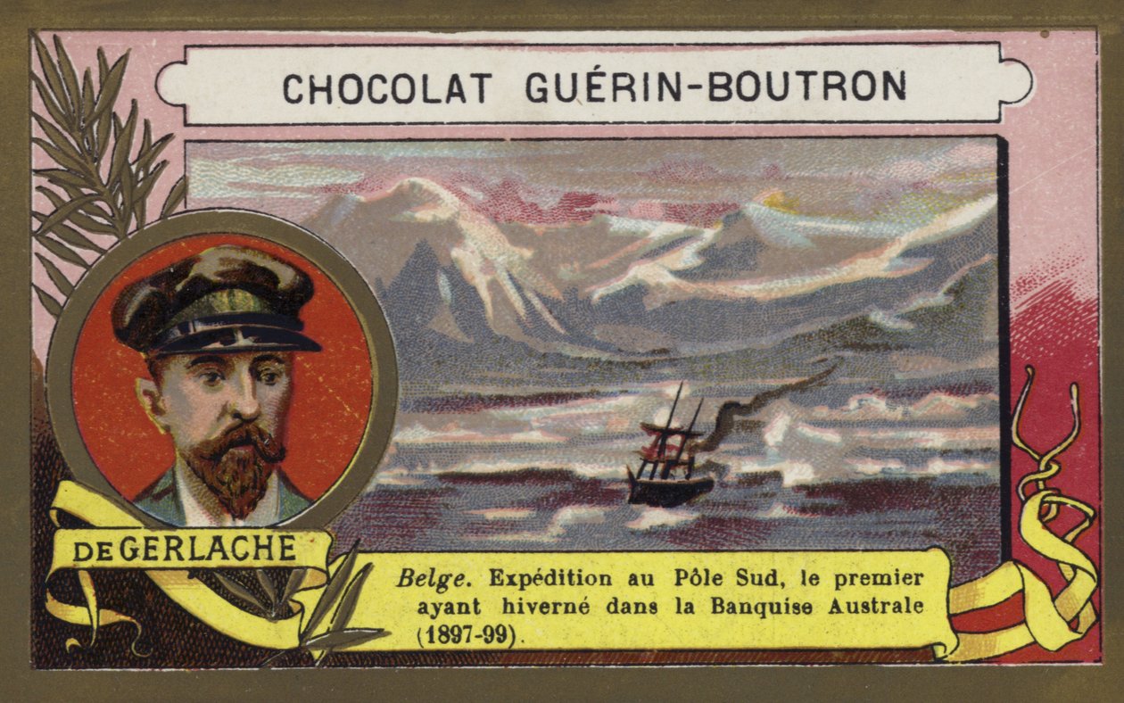 Adrien de Gerlache, belgisk søofficer og opdagelsesrejsende (chromolitho) af French School