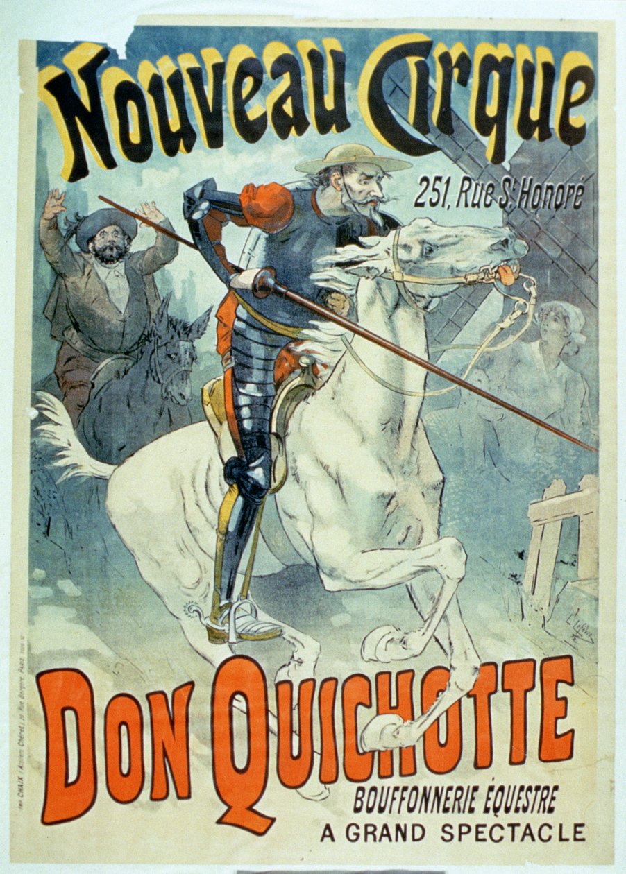 Annonce for Don Quixote, New Circus, Horseback Buffoonery af French School