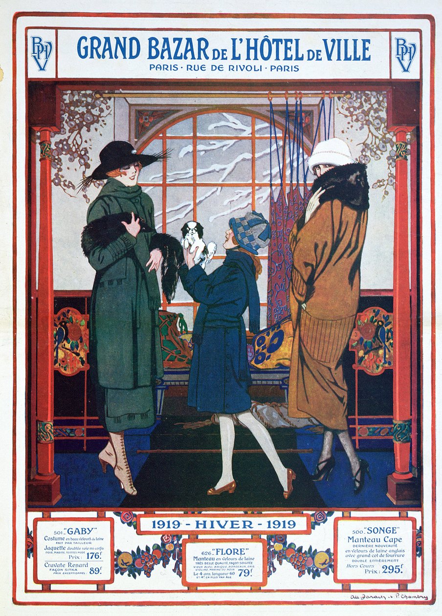 Annonce for City Hall Grand Bazaar, vinteren 1919 af French School
