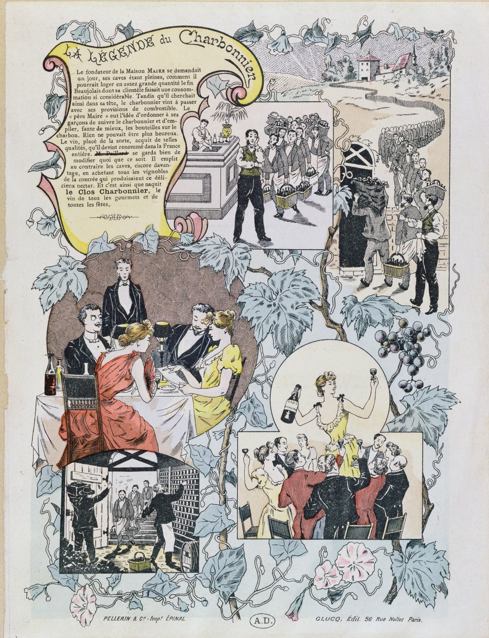Annonce for Le Clos Charbonnier Beaujolais, ca. 1880 af French School