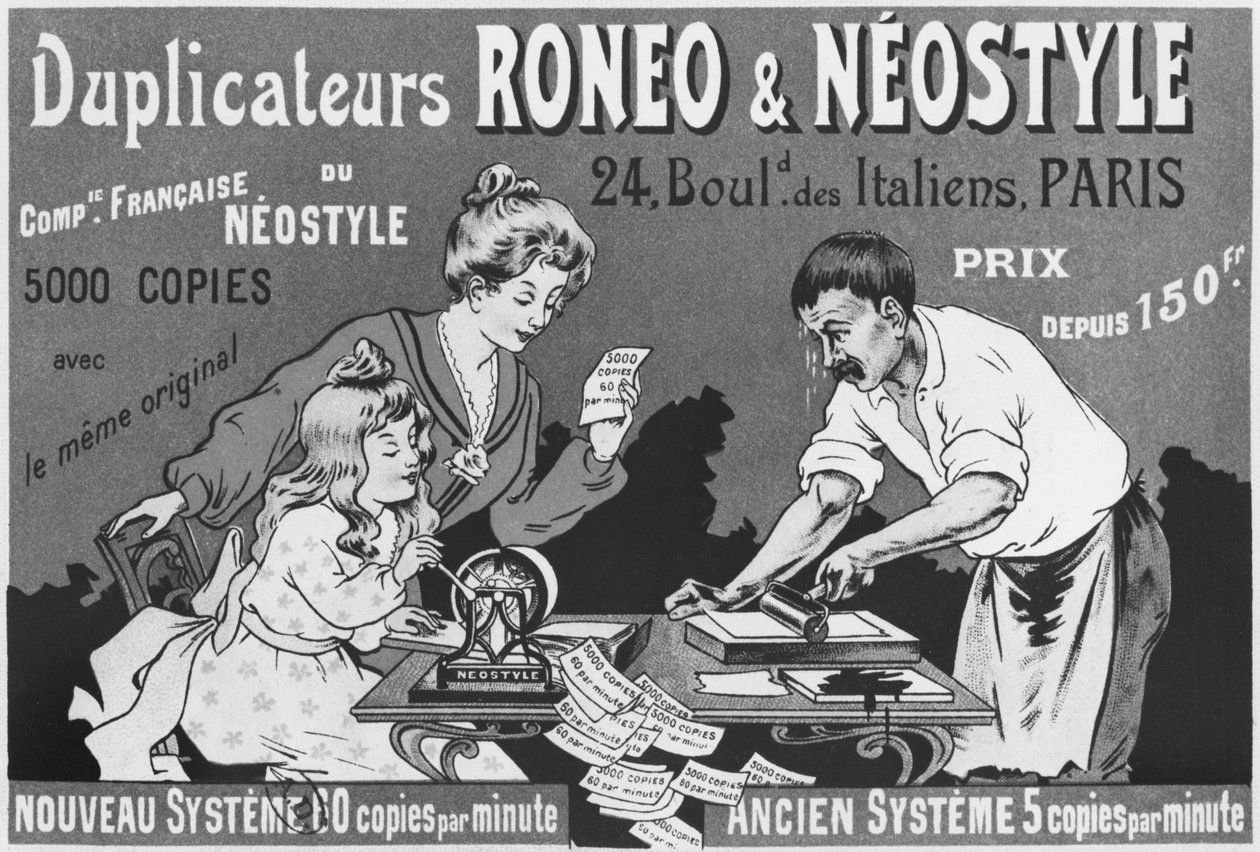 Annonce for Romeo og Neostyle duplikatorer, ca. 1903-04 af French School