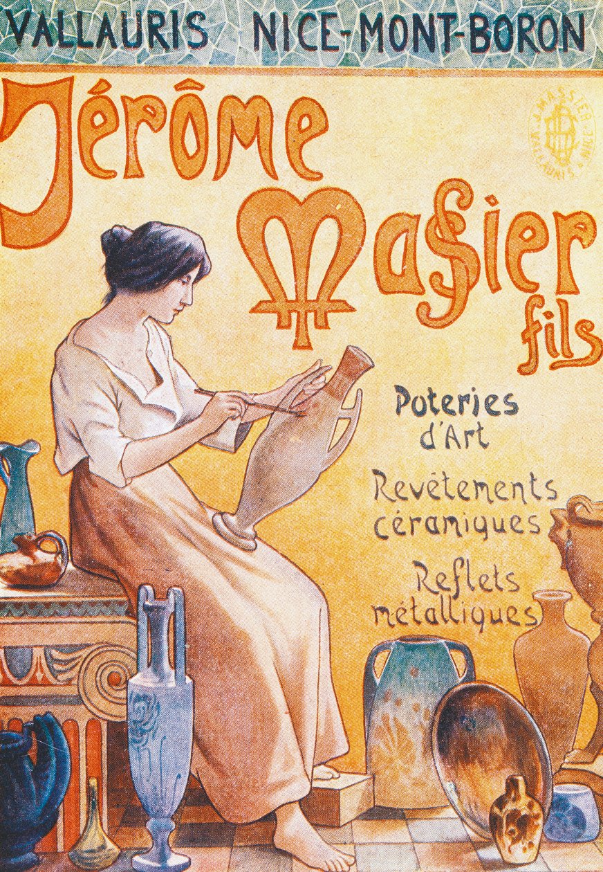 Reklamepostkort til åbning af Jmf Jerome Massier Fils butik i Mont-Baron, Frankrig, 20. århundrede af French School