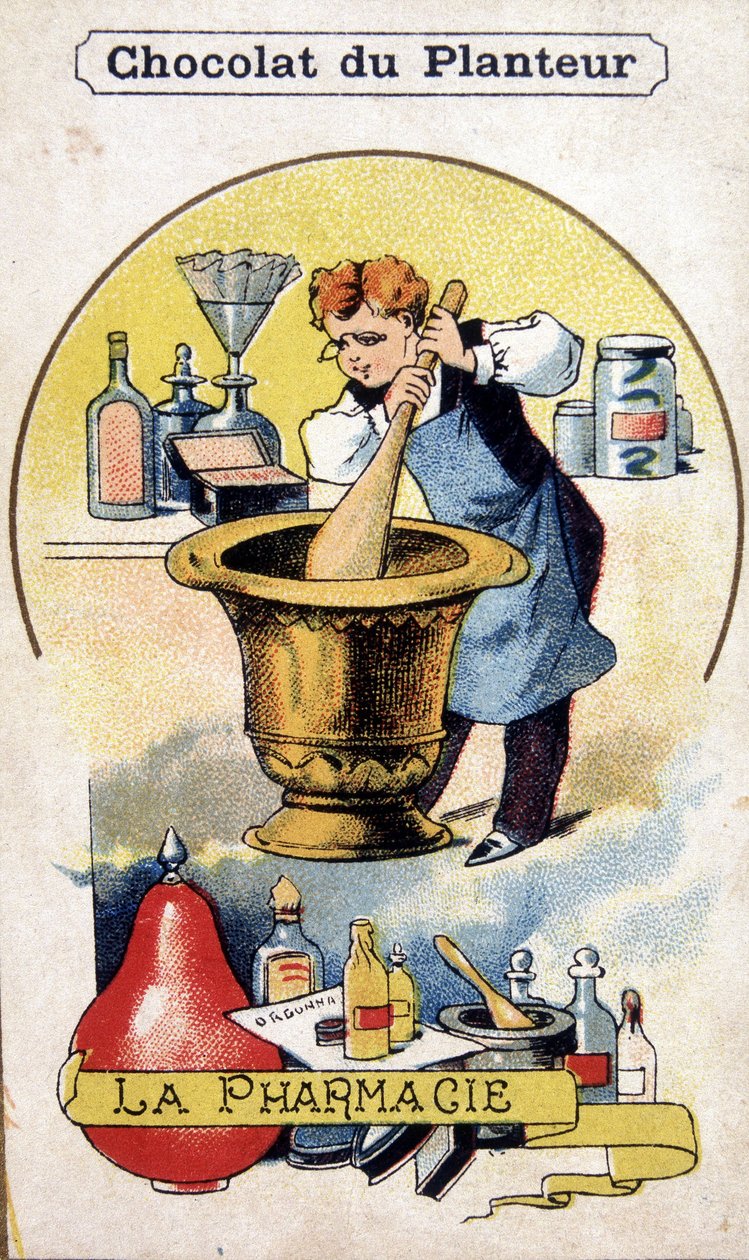 Reklamepostkort til plantekassens chokoladefabrik. af French School