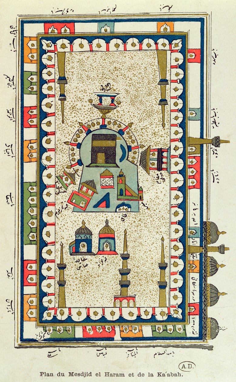 Luftplan for Masjid-el-Haram og Kaabah, Mekka af French School