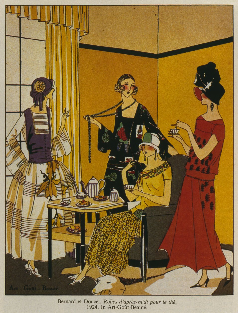 Eftermiddagskjoler til te, modetallerken fra Art Gout Beaute magazine, 1924 af French School