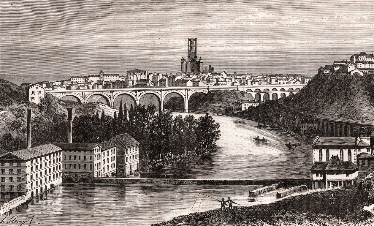 Albi - Languedoc-Roussillon-Midi-Pyrenee - indgravering i "La France illustrée: geografi, historie, statistisk administration" af V.A. Malt-Brown. 1884 af French School