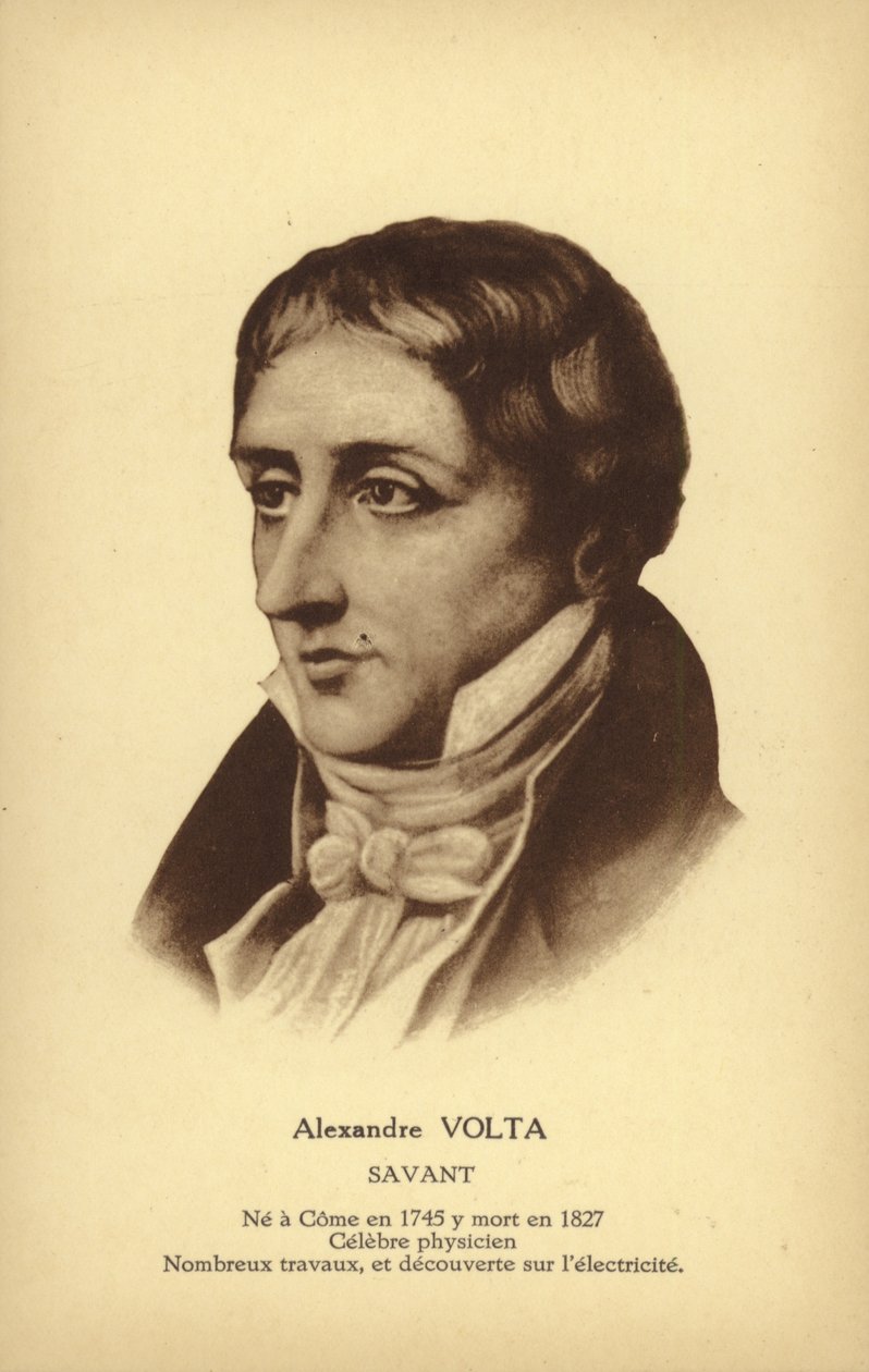 Alessandro Volta (1745-1827), italiensk fysiker (litografi) af French School