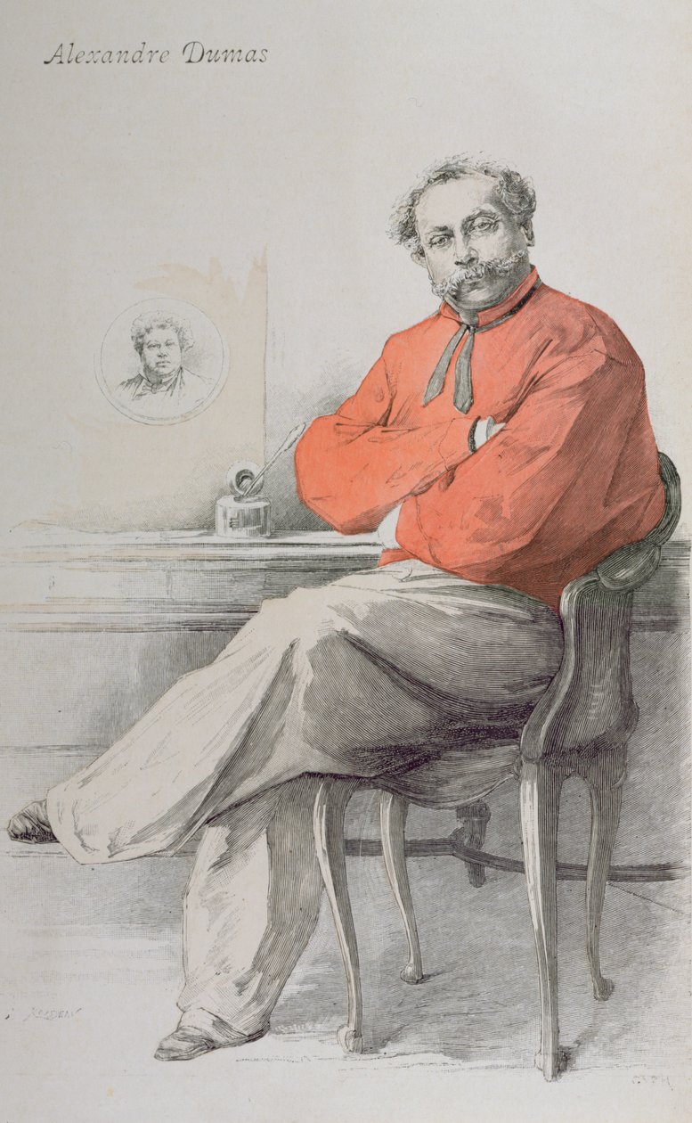 Alexandre Dumas Fils, illustration fra La revue Illustree, 1. august, 1888 af French School