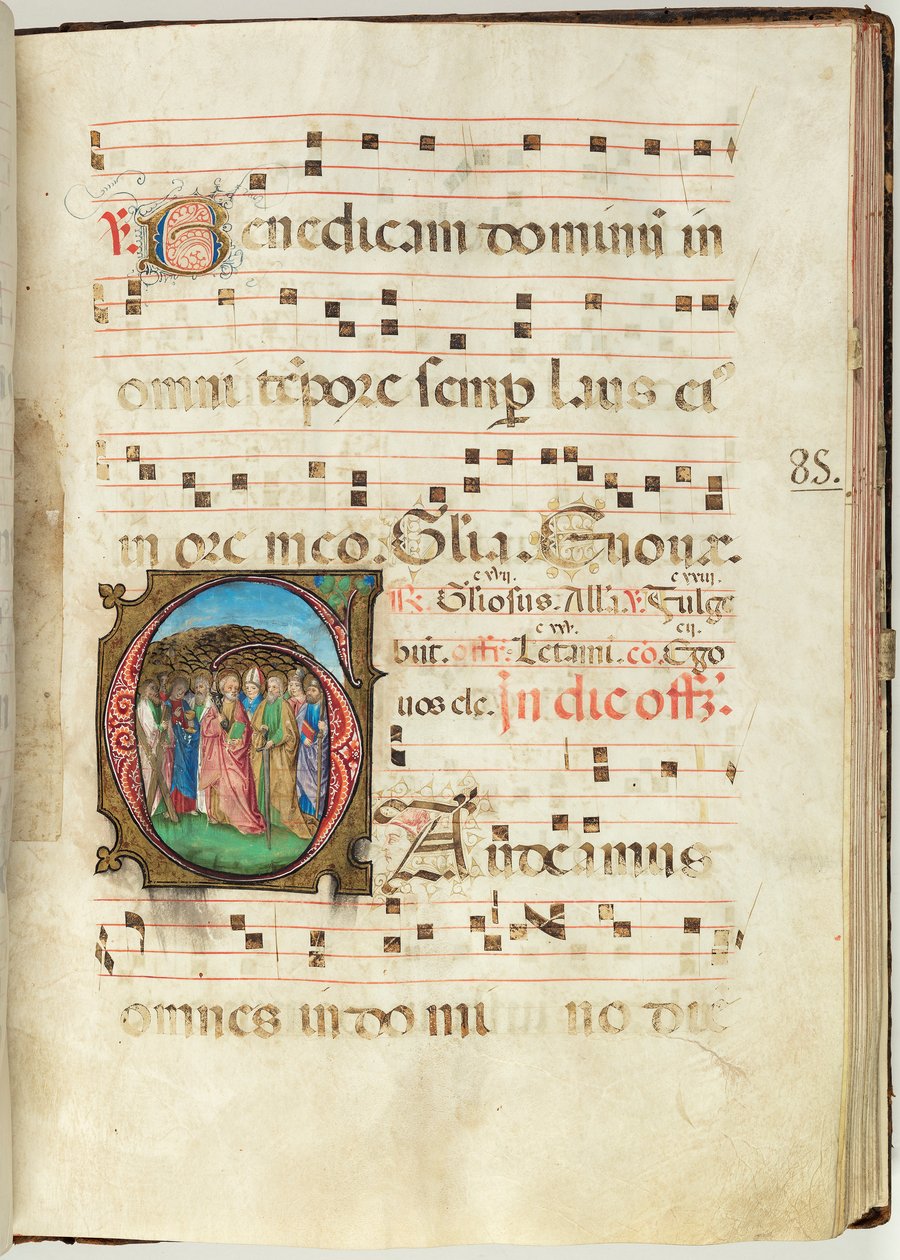 All Saints, Gradual f.85 (blæk, tempera & bladguld på pergament) af French School