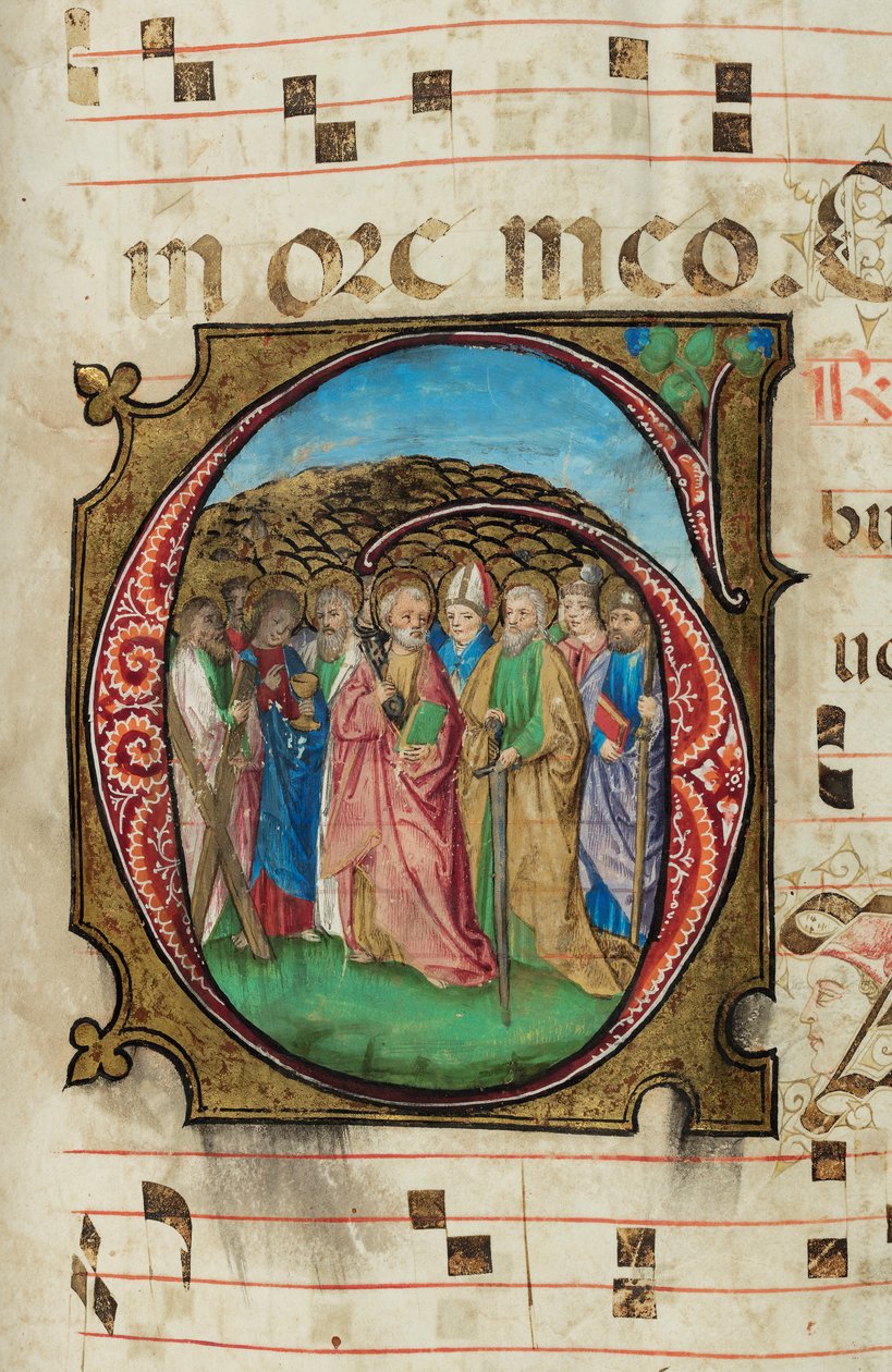 All Saints, Gradual, f.85 (blæk, tempera og bladguld på pergament) af French School