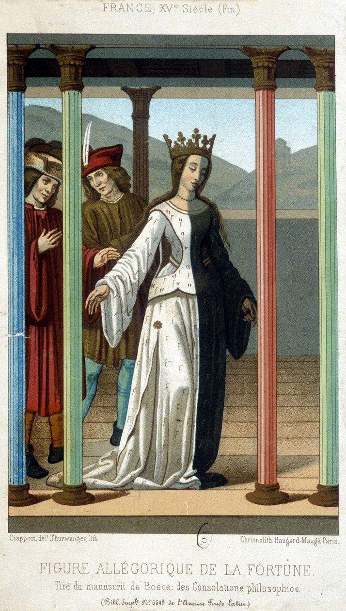 Allegorisk formuefigur - fra manuskriptet af Boethius "" Filosofiske trøster", slutningen af det 15. århundrede af French School
