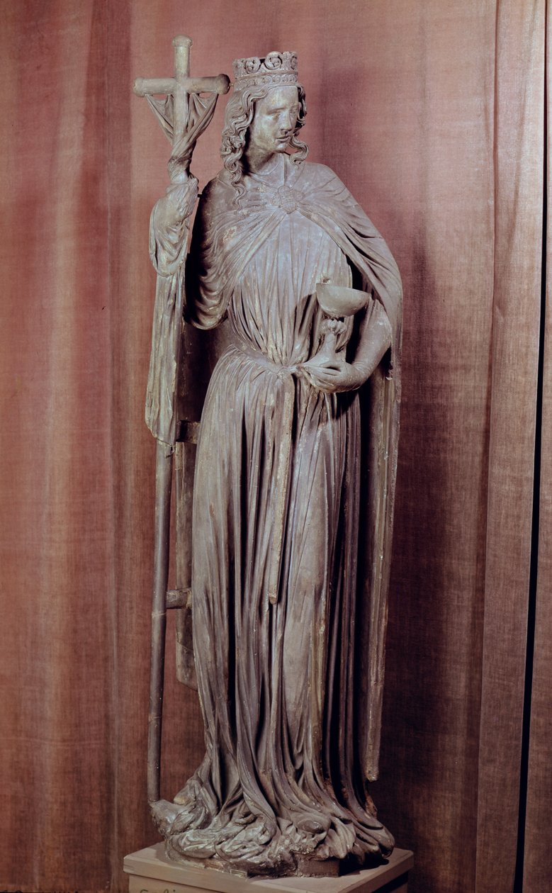 Allegorisk figur af kirken med en kalk og labarum, ca. 1230 (detaljer) af French School