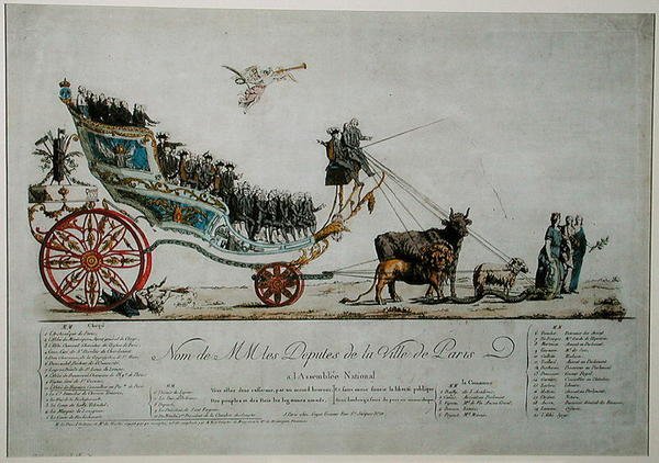 Allegorisk repræsentation af deputerede i byen Paris ved Assemblee Nationale (farve litho) af French School
