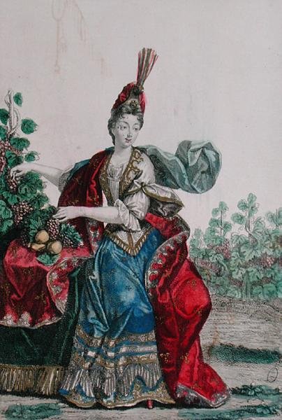 Allegory of Autumn (farvet gravering) af French School