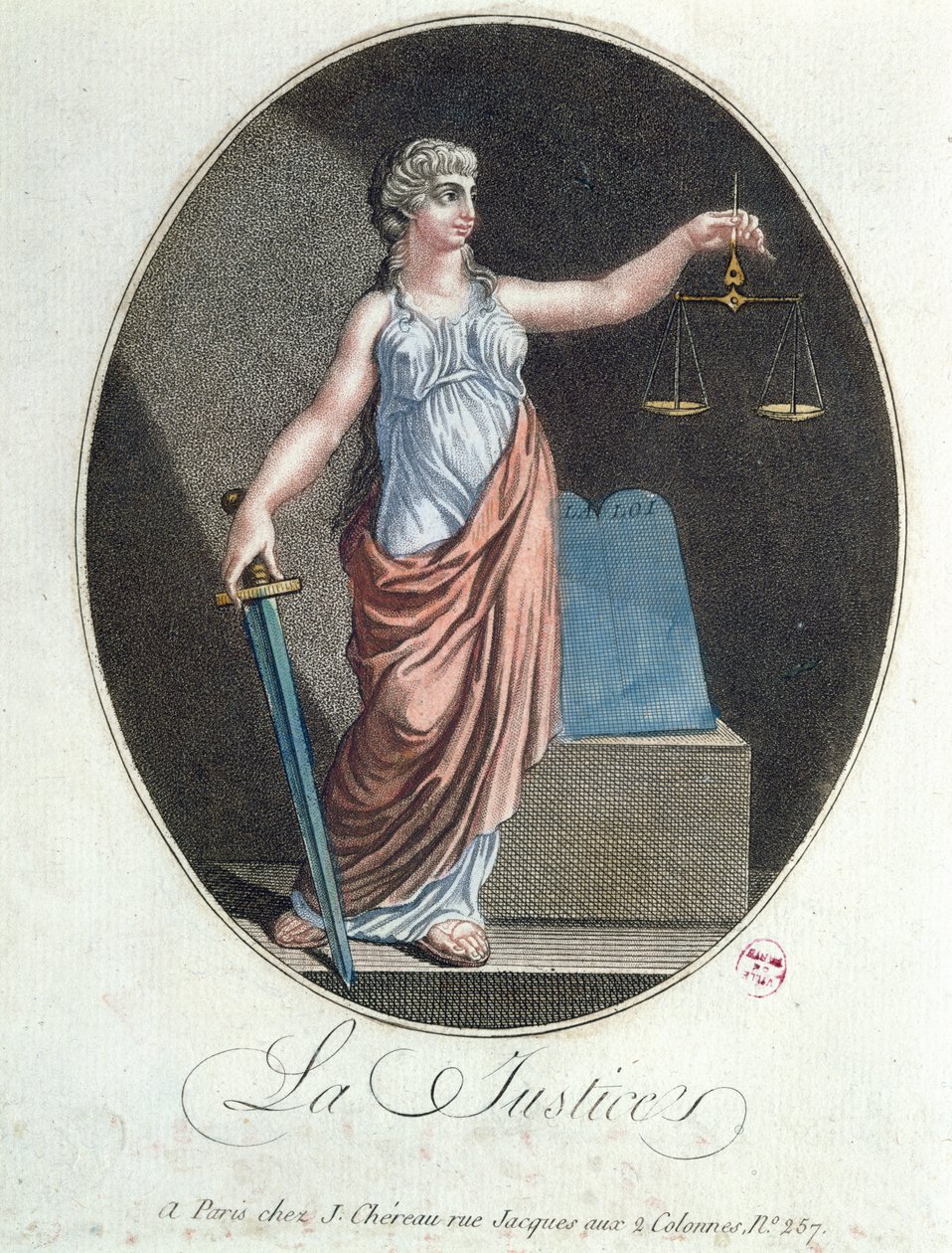 Allegory of Justice, udgivet af J. Chereau, Paris, 1792 af French School