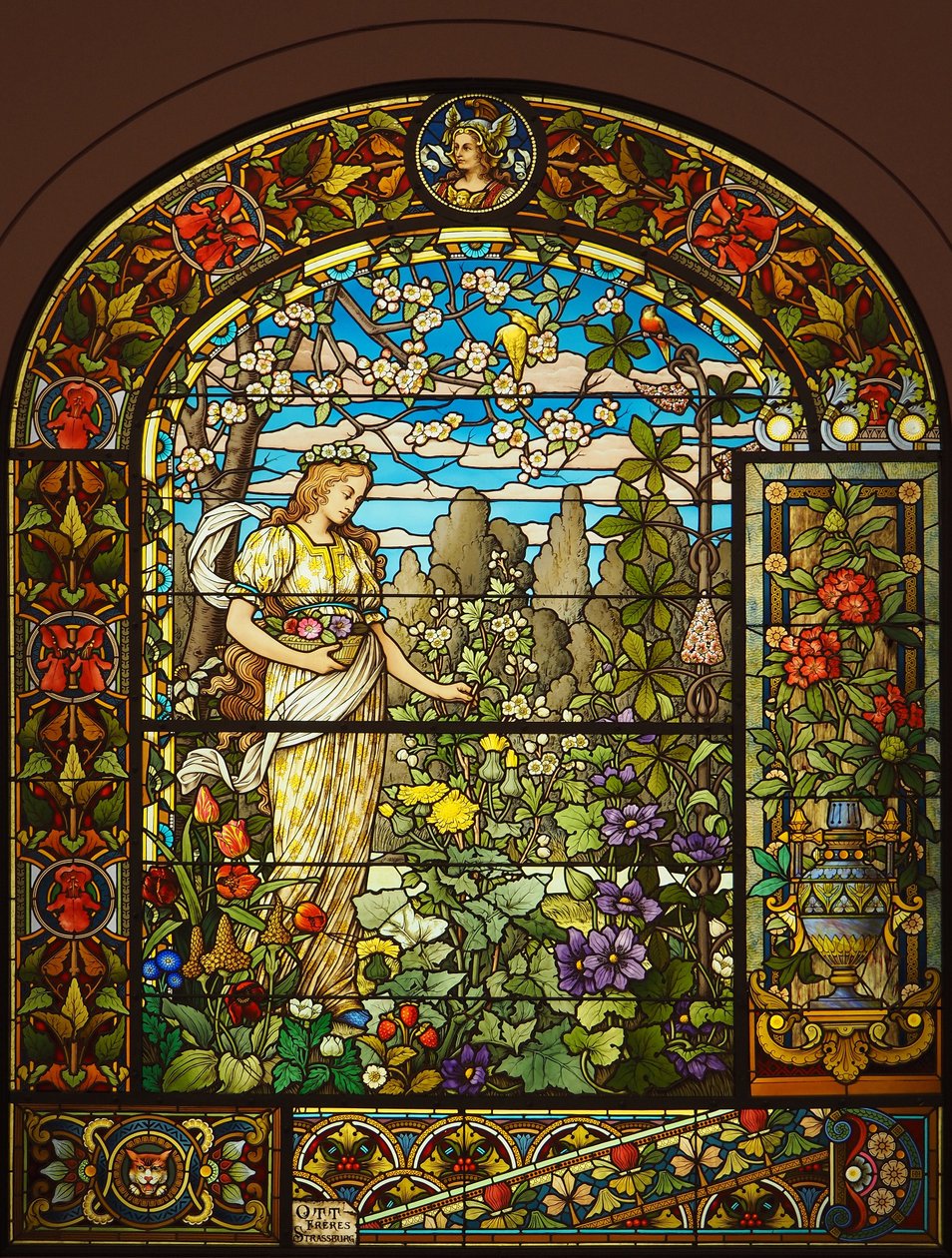 Allegory of spring (farvet glas), anonym, omkring 1900 af French School