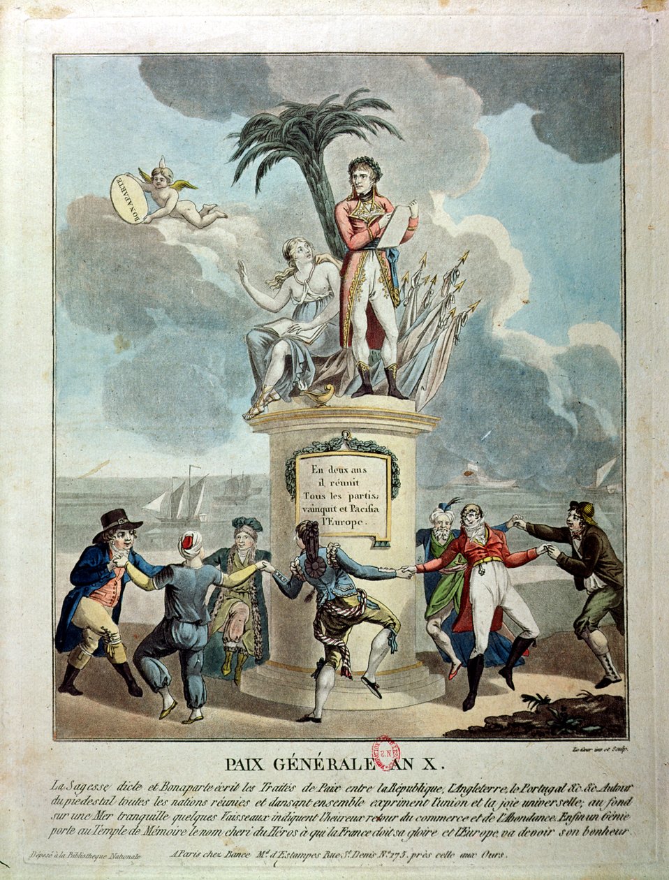 Allegory of the Peace of Amiens, 1802 (farvegravering) af French School