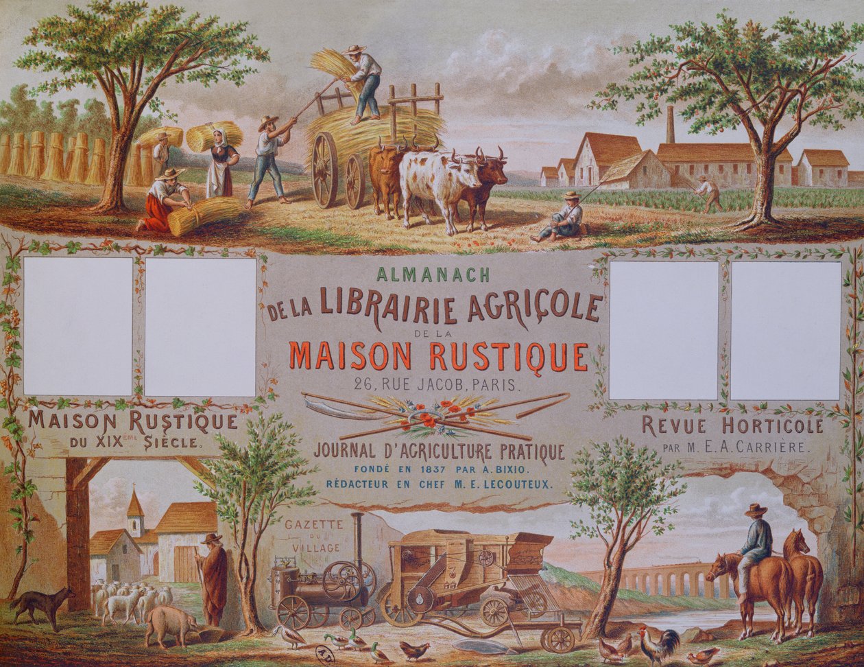 Almanak fra landbrugsboghandelen La Maison Rustique, ca. 1860 (farvestik) af French School