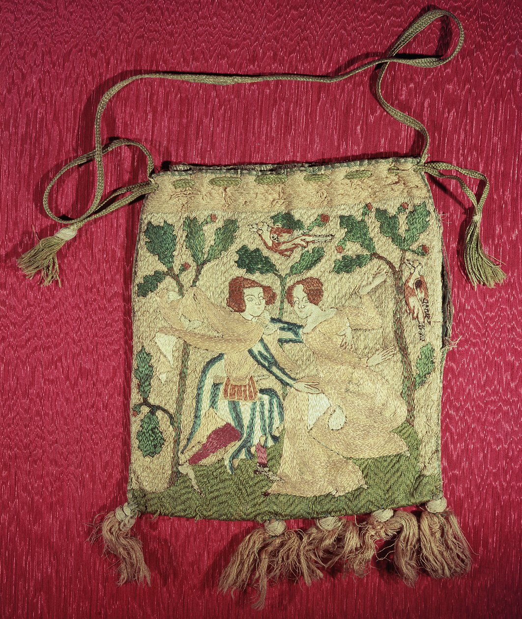 Almissepung, der viser en jægers tilbagevenden (broderet silke) af French School