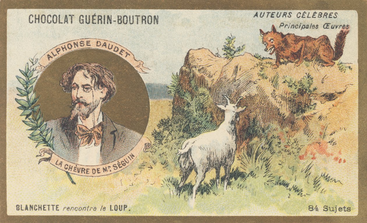 Alphonse Daudet (1840-1897), fransk forfatter og dramatiker, forfatter til "La chevre de Monsieur Seguin", en af novellerne i "Lettres de mon moulin" af French School