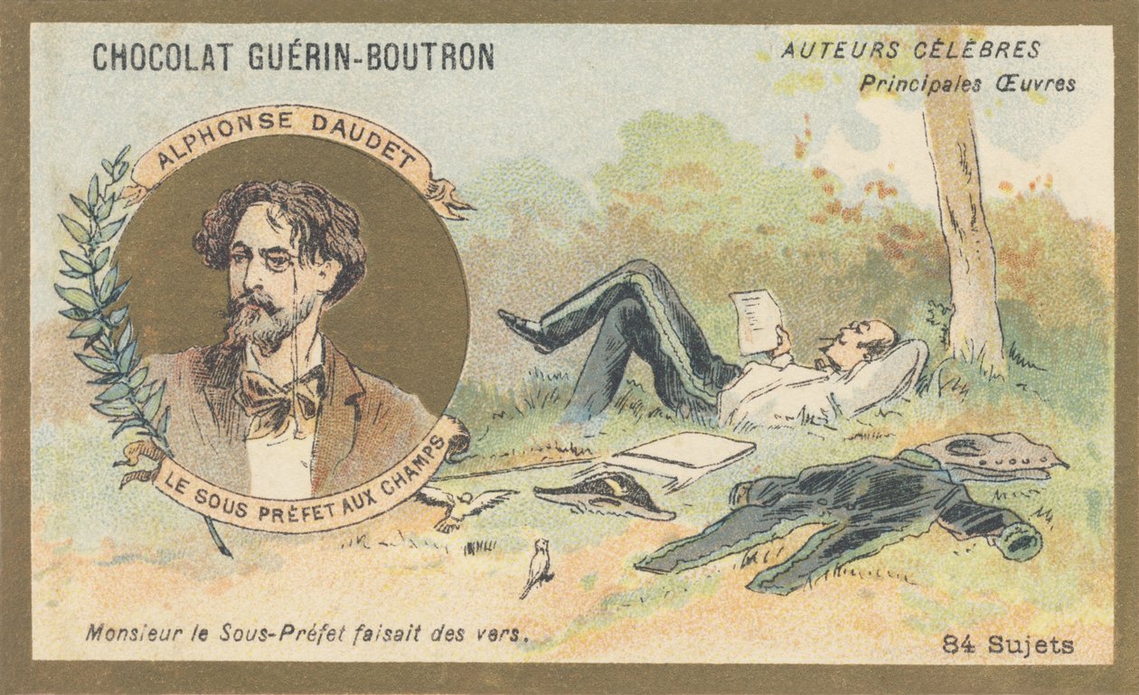 Alphonse Daudet (1840-1897), fransk forfatter og dramatiker, forfatter til "Le sous-prefet aux champs", prosaballade (1866) af French School