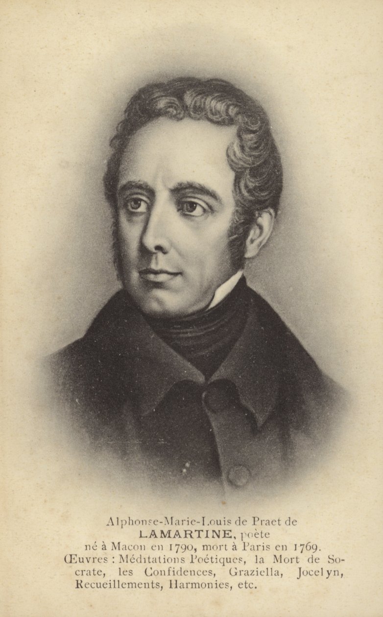 Alphonse de Lamartine (1790-1869), fransk forfatter, digter og politiker (litografi) af French School