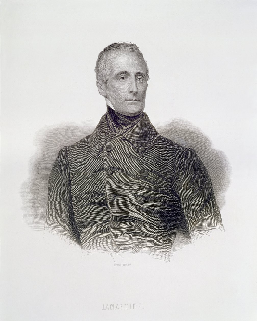 Alphonse de Lamartine, graveret af Pierre Pelee (1801-71) af French School
